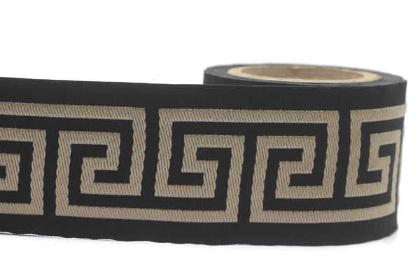 68 mm Greek Key Ribbon Trim (2.67 inch), Jacquard Trims for your Drapes, Curtains, Drapery Banding, Drapery Trim Tape V11 176