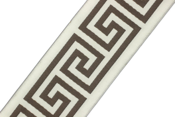 68 mm Greek Key Ribbon Trim (2.67 inch), Jacquard Trims for your Drapes, Curtains, Drapery Banding, Drapery Trim Tape V4 176