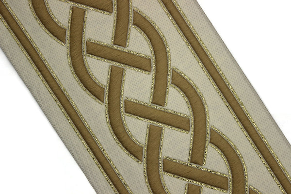 100 mm Beige-Brown Embroidered Ribbons (3.93 inc) , Jacquard Trims, Sewing Trim, drapery trim, Curtain trims, trim for drapery, 0177 V2
