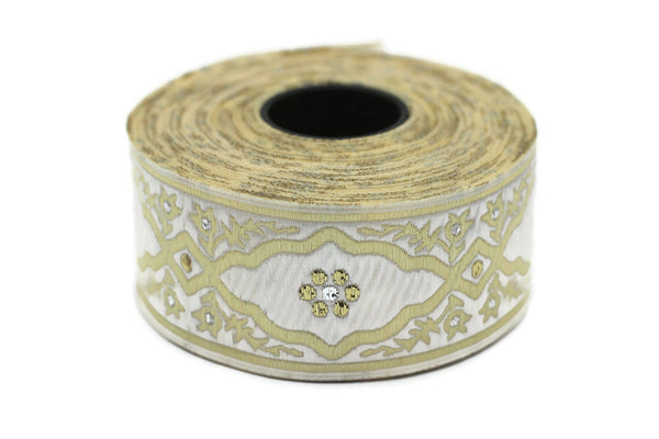 35 mm Andalusia Jacquard ribbon, (1.37 inches), trim by the yard, Embroidered ribbon, Sewing trim, Scroll Jacquard trim, 35800