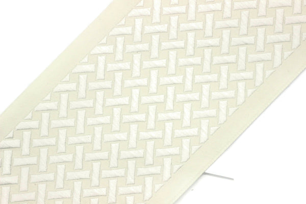 100 mm Beige Embroidered Ribbons (3.93 inch), Jacquard Trims, Sewing Trim, drapery trim, Curtain trims, Jacquard Ribbons, 179 V1