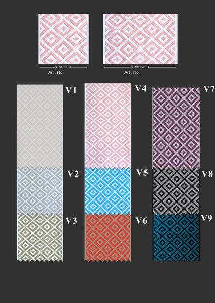100mm Cream&White Mosaic Ribbon for Drapery Banding (3.93 inch), Jacquard Trim, Drapery Banding Tape, Curtain Making Fabric Drape 194 V2