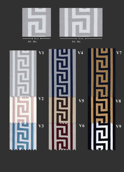 100mm Dark Blue&Gold Greek Key Ribbons (3.93 inch), Meander Jacquard Trim, Drapery Trim Tape, Curtain Making Upholstery Fabric 197 V7