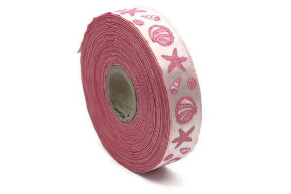 20 mm Pink Jacquard ribbons, Ribbon for girls, (0.78 inches), jacquard trim, Decorative Craft Ribbon, Sewing trim, embroidered summer ribbon