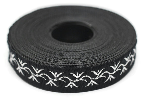 16 mm ivy Jacquard ribbon, (0.62 inches), trim by the yard, Embroidered ribbon, Sewing trim, Scroll Jacquard trim, 16073