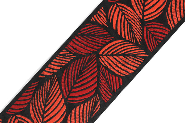 Choose Your 68 mm Tropical Leaves Drapery Ribbons (2.67 inch), drapery trim, Curtain trims, trim for drapery, Jacquard Ribbon 196