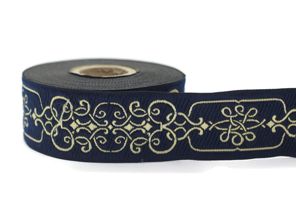 35 mm Blue Nobility 1.37 (inch) Jacquard Ribbon | Drapery Trim | Ribbon for Curtain | Woven Ribbon | Jacquard Trim for Drapery CNK01