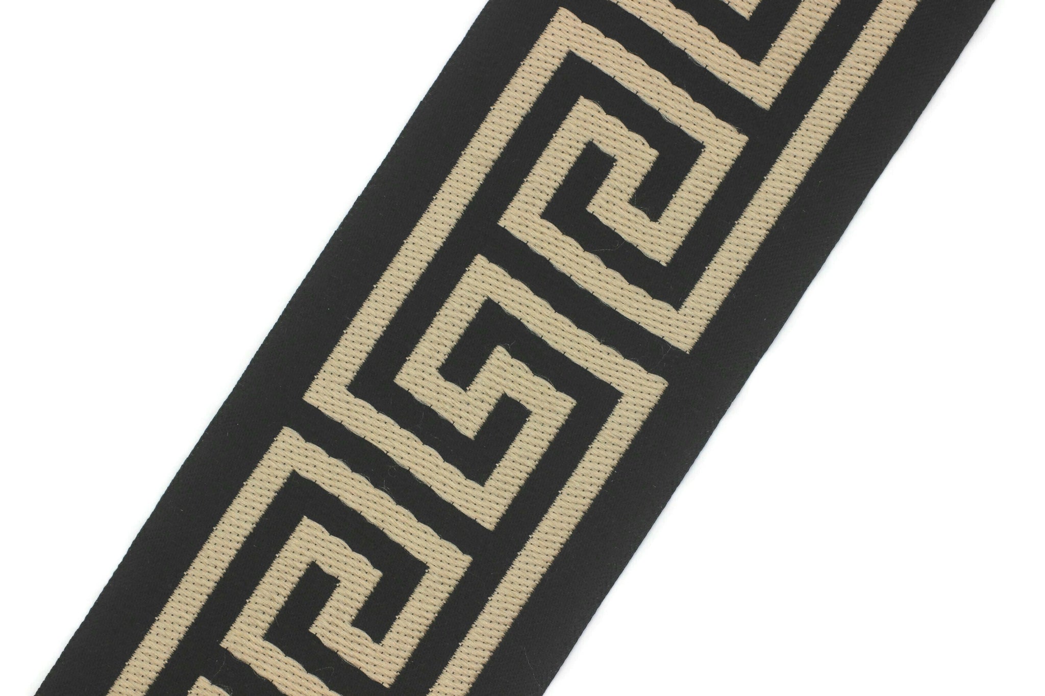 68 mm Greek Key Ribbon Trim (2.67 inch), Jacquard Trims for your Drapes, Curtains, Drapery Banding, Drapery Trim Tape V11 176