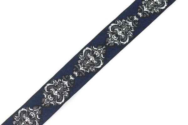 25 mm Blue Authentic Jacquard Ribbons (0.98 inches) Sewing Crafts, ribbon trim,  jacquard trim, craft supplies, collar supply, trim, 25918