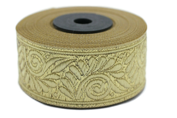 35 mm Golden Spartan Helmet Design Jacquard Ribbon (1.37 inches), Roman Tapestry, Jacquard trim, Drapery Trim, Upholstery Fabric 35064