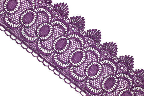 80mm 8 Meters Purple Bridal Guipure Lace Trim | 3.14 Inches Wide Lace Trim | Geometric Bridal Lace | French Guipure | Guipure Lace Fabric