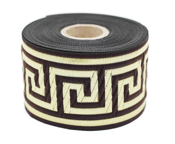 50 mm Greek key ribbon, Jacquard Trims (1.96 inches), Vintage Ribbons, Decorative Ribbons, Sewing Trim,  50062
