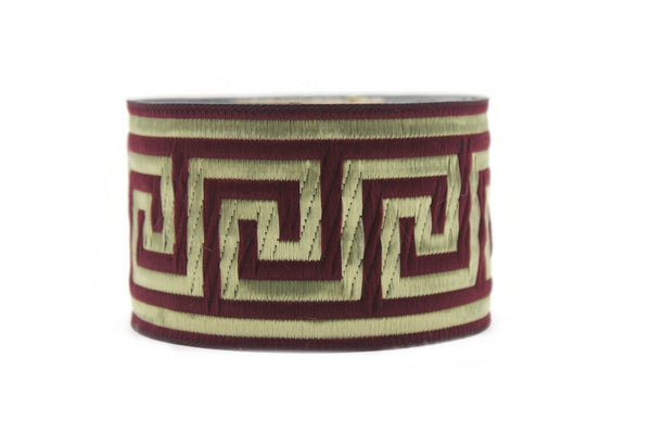 50 mm Greek key ribbon, Jacquard Trims (1.96 inches), Vintage Ribbons, Decorative Ribbons, Sewing Trim,  50062