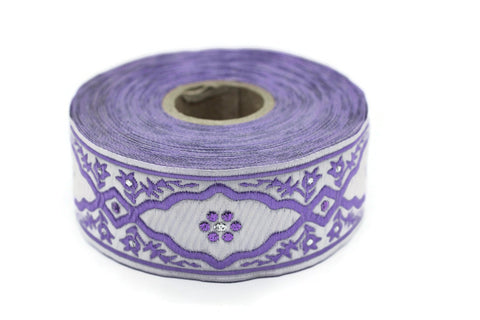 35 mm Andalusia Purple Jacquard ribbon, (1.37 inches), trim by the yard, Embroidered ribbon, Sewing trim, Scroll Jacquard trim, 35800