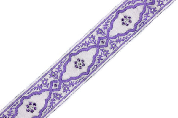 35 mm Andalusia Purple Jacquard ribbon, (1.37 inches), trim by the yard, Embroidered ribbon, Sewing trim, Scroll Jacquard trim, 35800