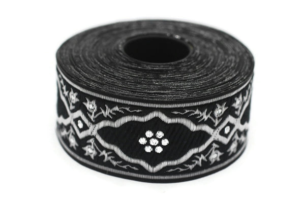 35 mm Andalusia Gray Jacquard ribbon, (1.37 inches), trim by the yard, Embroidered ribbon, Sewing trim, Scroll Jacquard trim, 35800