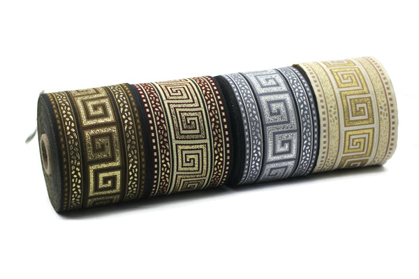 Choose Your Greek Key Jacquard Ribbon 70mm (2.75 inches), Drapery Trim Band, Woven Ribbon, Sewing Trim, Bag Embellishments 70057