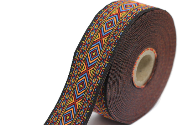 35 mm Colorfull African Motif Ribbon (1.37 inches), Vintage Jacquard, African Pattern Ribbon, Sewing Trim, Huge Trim, Large ribbon, 35995