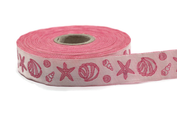 20 mm Pink Jacquard ribbons, Ribbon for girls, (0.78 inches), jacquard trim, Decorative Craft Ribbon, Sewing trim, embroidered summer ribbon