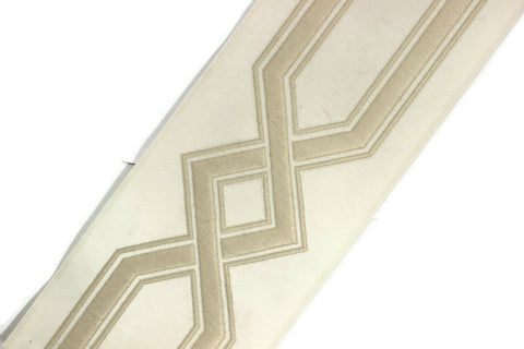 68 mm Cream Embroidered Ribbons (2.67 inch), Jacquard Trims, Sewing Trim, drapery trim, Curtain trims, trim for drapery, 178 V1