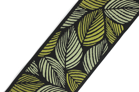 68 mm Tropical Leaves Drapery Ribbons (2.67 inch), Jacquard Trims, Sewing Trim, drapery trim, Curtain trims, trim for drapery, 196 V7