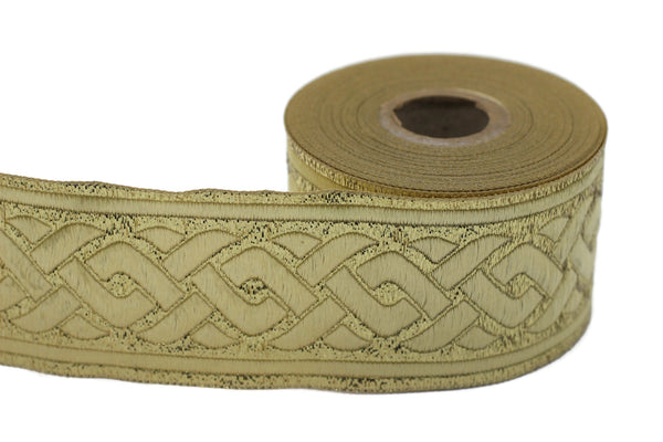 50 mm Gold Jacquard ribbons 1.96 inche, spiral Style Jacquard trim, Sewing Jacquard ribbons, woven ribbons, collars supply, 50069