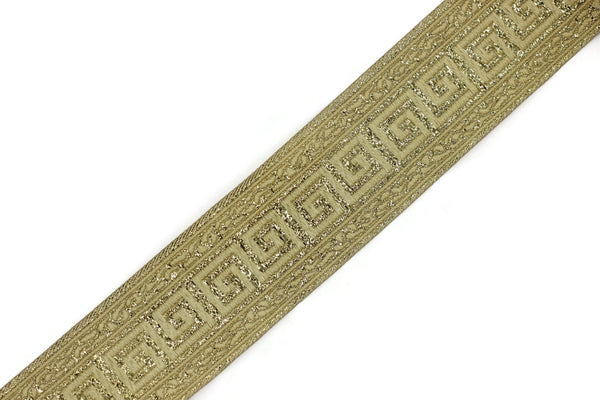 35 mm Golden Greek Key ribbons (1.37 inches), ribbon trims, jacquard ribbons, fabric ribbons, vintage trim, geometric ribbons, 35060