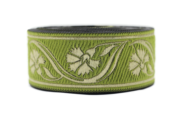 35 mm Floral ribbon 1.37 (inch) | Celtic Ribbon | Embroidered Clover Ribbon | Jacquard Ribbon | 35mm Wide | 35070