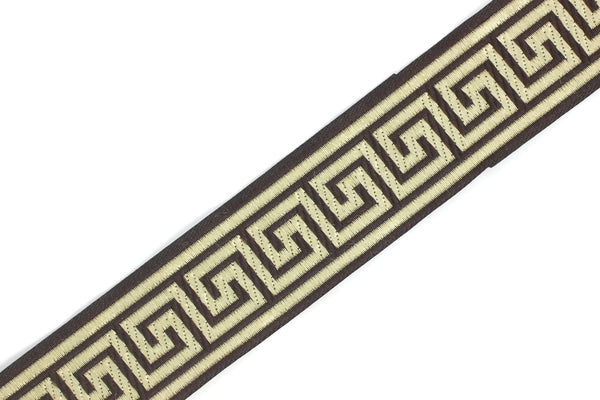 35 mm Brown Greek Key ribbons (1.37 inches), ribbon trim, otantic ribbon, jacquard ribbons, vintage trim, geometric ribbons, 35062