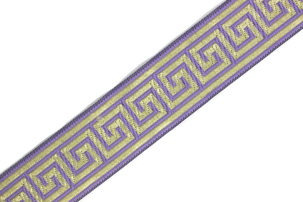 35 mm Purple Greek Key ribbons (1.37 inches), ribbon trim, otantic ribbon, jacquard ribbons, vintage trim, geometric ribbons, 35062