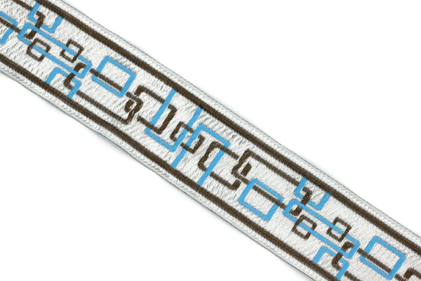 35 mm Blue/Brown New Age jacquard Ribbons (1.37 inches) Sewing Crafts, ribbon trim,  jacquard trim, craft supplies, collar supply, CNK07
