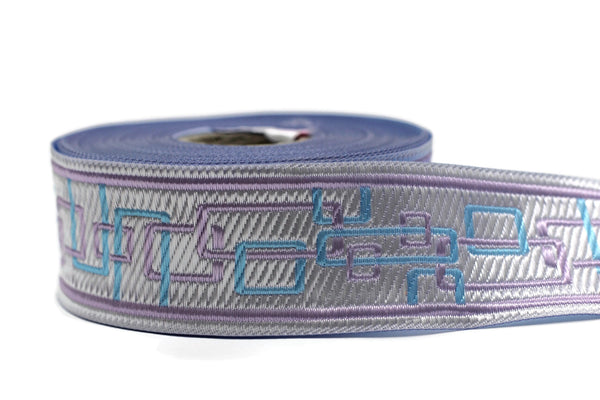 35 mm Lilac/Blue New Age jacquard Ribbons (1.37 inches) Sewing Crafts, ribbon trim,  jacquard trim, craft supplies, collar supply, CNK07