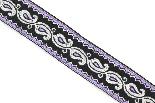 SALE 10.9 Yards Purple Dokkalfar Motive Jacquard Ribbon 1.37 (inch) | Dark Elf Ribbon | Embroidered Woven Ribbon | Woven Trim, 35911