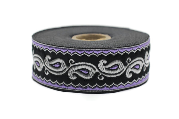 35 mm Purple Dokkalfar Motive Jacquard Ribbon 1.37 (inch) | Dark Elf Ribbon | Embroidered Woven Ribbon | Woven Trim | Drapery Making 35911