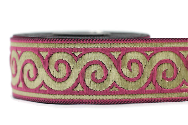 35 mm Pink Elegance Jacquard trim (1.37 inches), Jacquard ribbons, woven trim, jacquard trims, sewing tirim, trimming, 35061