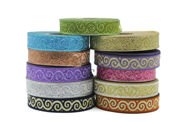 16 mm Elegance Jacquard ribbons (0.62 inches, Elegance Jacquard trim, Sewing, Jacquard ribbons, Trim, woven ribbons, dog collars, 16061