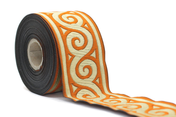 50 mm Orange Elegance Jacquard trim (1.96 inches), Jacquard ribbons, woven trim, jacquard trims, sewing tirim, trimming, 50061