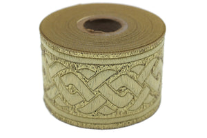 50 mm Gold Jacquard ribbons 1.96 inche, spiral Style Jacquard trim, Sewing Jacquard ribbons, woven ribbons, collars supply, 50069