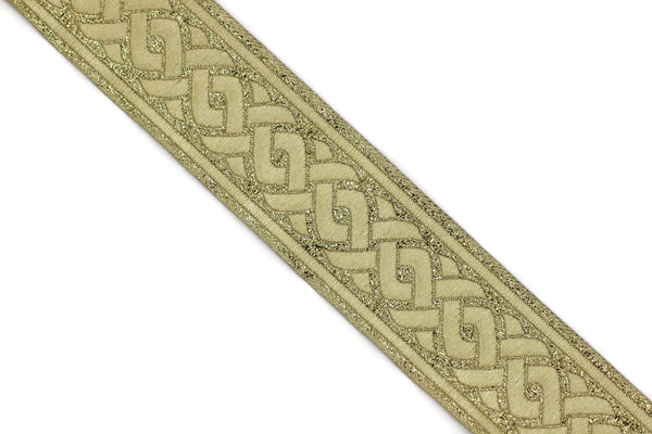 35 mm Golden Knot 1.37 (inch) | Jacquard Trim | Embroidered Woven Ribbon | Jacquard Ribbon | Sewing Trim | 35mm Wide | 35069