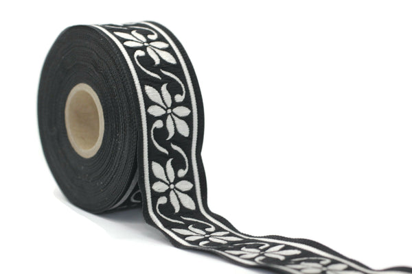 35 mm Black/Silver Celtic Violet Jacquard Ribbon (1.37 inches), Celtic Tapestry, Jacquard trim, Drapery Trim, Upholstery Fabric 35084