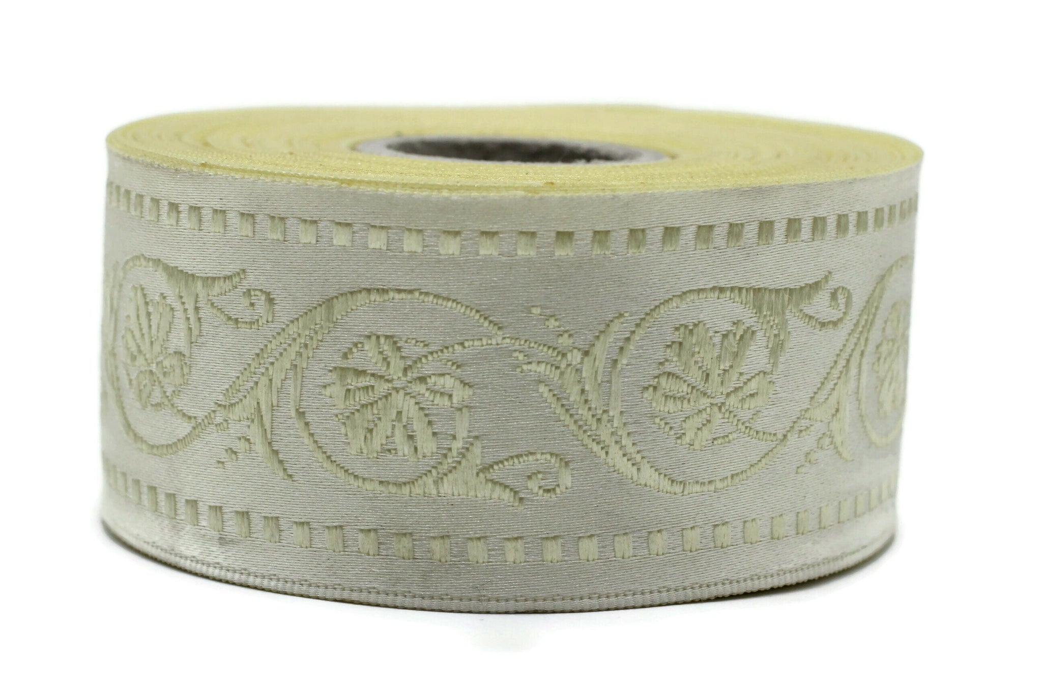35 mm Beige Wildflower ribbon, Jacquard Trims (1.37 inches), Vintage Ribbons, Decorative Ribbons, Sewing Trim, Trimming, CNK08