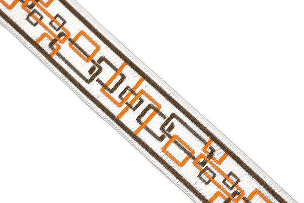 35 mm Orange/Brown New Age jacquard Ribbons (1.37 inches) Sewing Crafts, ribbon trim,  jacquard trim, craft supplies, collar supply, CNK07