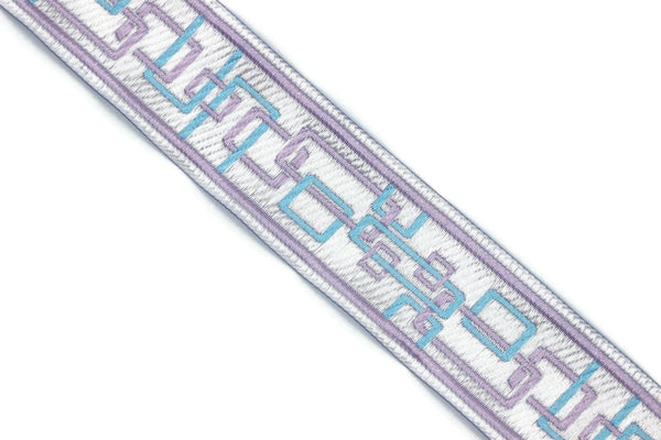 35 mm Lilac/Blue New Age jacquard Ribbons (1.37 inches) Sewing Crafts, ribbon trim,  jacquard trim, craft supplies, collar supply, CNK07