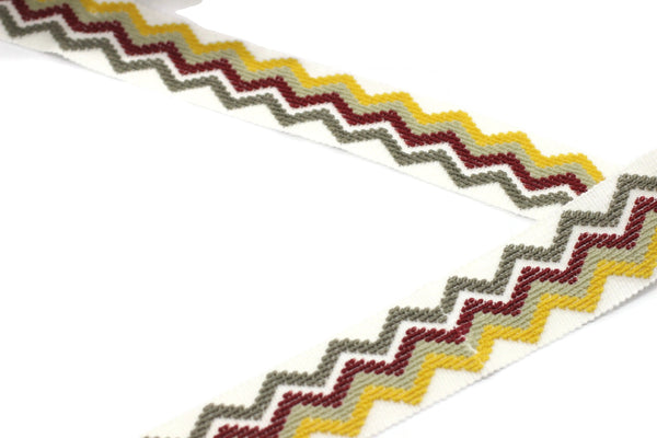 35 mm Zigzag Woven jacquard ribbons (1.37 inches, embroidered trim, jacquard trim, novelty ribbon, rainbow trim, craft supplies)