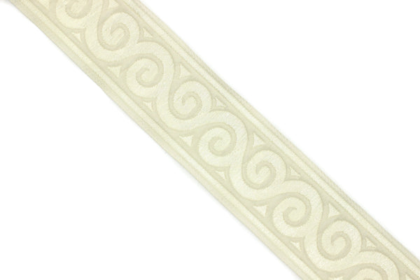 35 mm Pearl White Elegance Jacquard trim (1.37 inches), Jacquard ribbons, woven trim, jacquard trims, sewing tirim, trimming, 35061