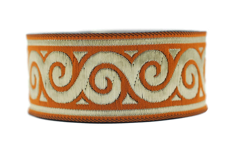 35 mm Orange Elegance Jacquard trim (1.37 inches), Jacquard ribbons, woven trim, jacquard trims, sewing tirim, trimming, 35061