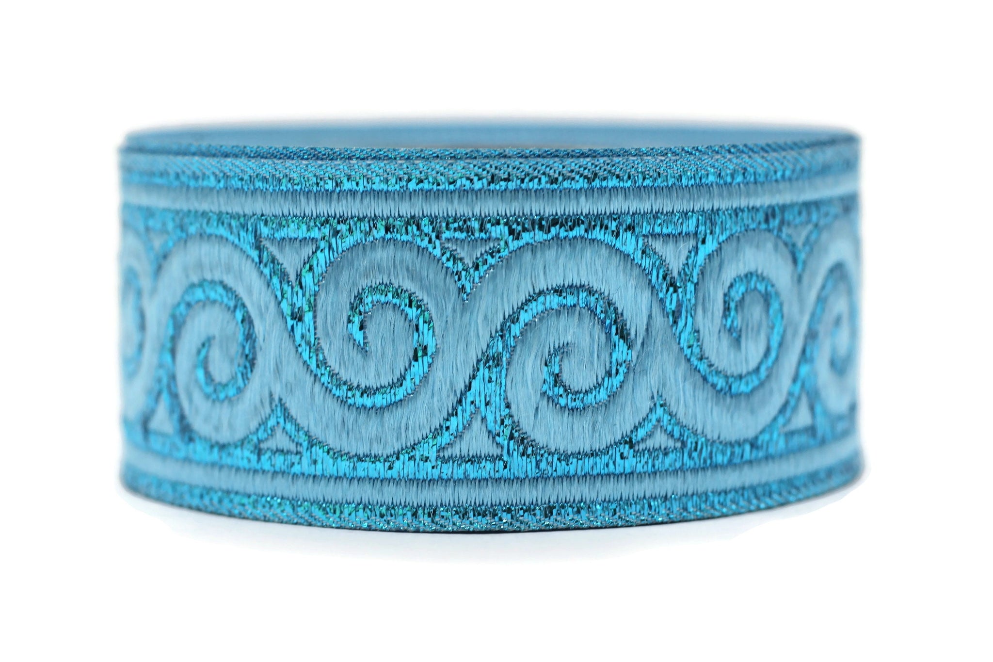 35 mm Metalic Blue Elegance Jacquard trim (1.37 inches), Jacquard ribbons, woven trim, jacquard trims, sewing tirim, trimming, 35061