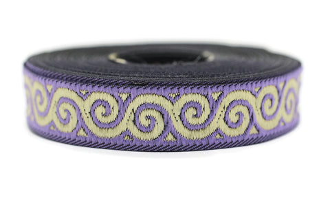 16 mm Purple Jacquard ribbons (0.62 inches, Elegance Jacquard trim, Sewing, Jacquard ribbons, Trim, woven ribbons, dog collars, 16061