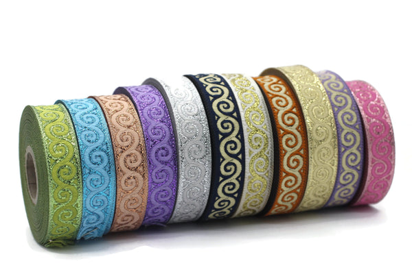 16 mm Metalic Purple Jacquard ribbons (0.62 inch, Elegance Jacquard trim, Sewing, Jacquard ribbons, Trim, woven ribbons, dog collars, 16061