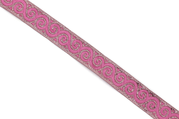 16 mm Metalic Pink Jacquard ribbons (0.62 inch, Elegance Jacquard trim, Sewing, Jacquard ribbons, Trim, woven ribbons, dog collars, 16061
